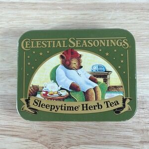 VTG Celestial Seasonings Sleepytime Herb Tea Small Tin Bear Green